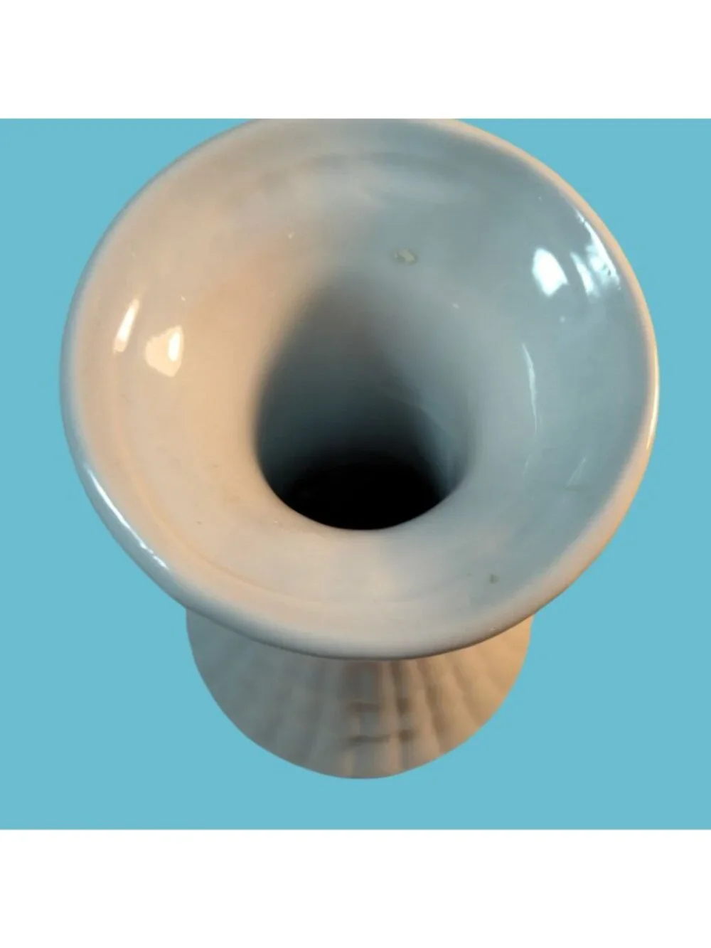 Vintage White Ceramic Christmas Vase Santa Holly Design